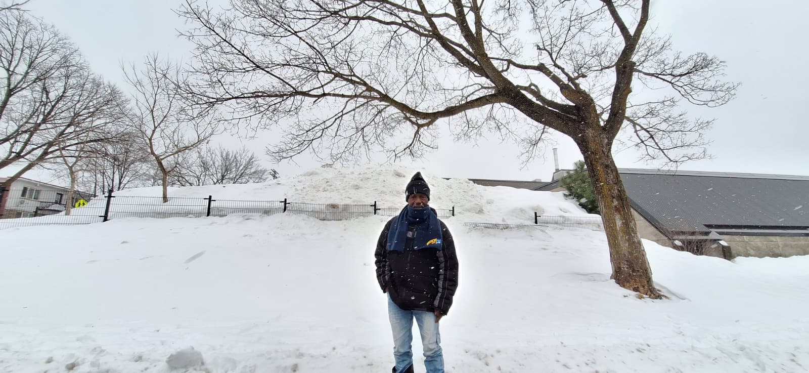Pa Ndambi Paul Angemba photographed in a snowy setting